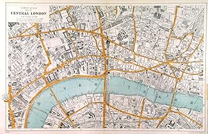 LARGE SCALE MAP OF CENTRAL LONDON. Charing Cross, Farringdon, Finsbury Circus, Southwark, Waterlo...