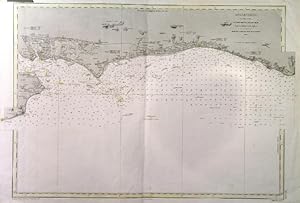 ANGLETERRE (CÔTE SUD) DE PORTSMOUTH A BEACHY HEAD. Doublepage detailed seachart of the Hampshir...
