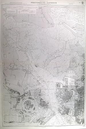 PORTSMOUTH HARBOUR. Sea chart of Portsmouth harbour, compiled from Admiralty Surveys to 1914 u...