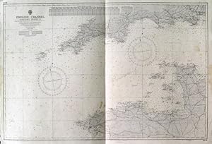ENGLISH CHANNEL - WESTERN PORTION. Sea chart of the English Channel from the Isle of Wight and ...