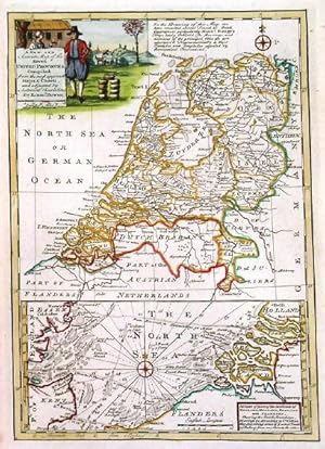  A NEW AND ACCURATE MAP OF THE SEVEN UNITED PROVINCES. . Map of the Netherlands with pictorial ca...