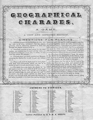 GEOGRAPHICAL CHARADES. A GAME. Leaflet with directions for playing and answers to charades, 78 ...