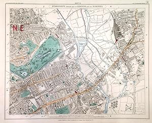 STANFORDS LIBRARY MAP OF LONDON AND ITS SUBURBS - ( Sheet 8). Old Ford, Victoria Park, Hackne...