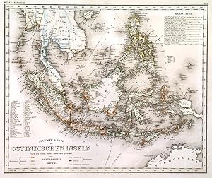 'NEUESTE KARTE DER OSTINDISCHEN INSELN'. Map of East India, Malaysia, Borneao, Indonesia and Phil...