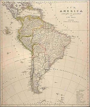 Seller image for SD-AMERICA. . Nice map of South America including the  Schildkroten or Gallapagos Islands. The tip of the South Polar region is included at the bottom of the engraving. for sale by Garwood & Voigt