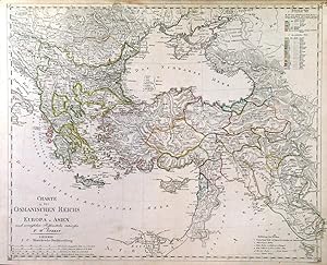 Seller image for CHARTE DES OSMANISCHEN REICHS IN EUROPA U. ASIEN. . Turkey in Europe and Asia. - together with a double sided page if explanation. for sale by Garwood & Voigt