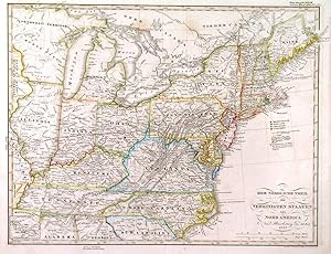 DER NÖRDLICHE THEIL DER VEREINIGTEN STAATEN VON NORD AMERICA. Early 19th century map of the nor...