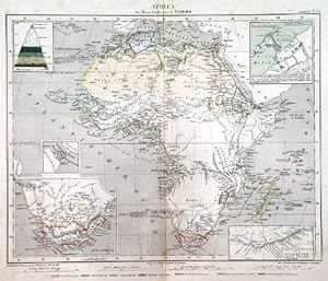 AFRICA. Map of Africa with inset maps of South Africa, Gold Coast in Ghana, Port of Alexandria,...