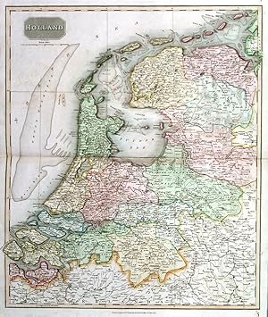 HOLLAND. Doublepage map of The Netherlands.