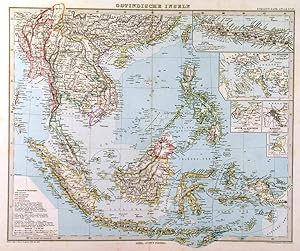 OSTINDISCHE INSELN. East Indies incl. Philippines with small inset maps of Java, Singapore stra...