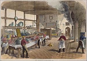 THE CHARTERHOUSE KITCHEN. Interior of a large Victorian institutional kitchen. Wood engraving, ...