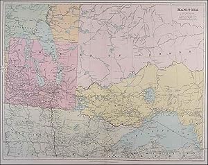 CANADA - MANITOBA. Map of Manitoba, western parts of Ontario and Lake Superior.