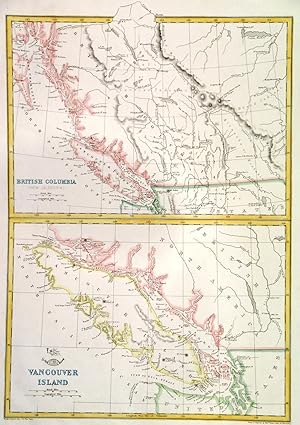 BRITISH COLUMBIA (NEW CALEDONIA) and VANCOUVER ISLAND. 2separate detailed maps on one sheet.