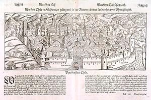 Bild des Verkufers fr DIE STATT CHUR. . View of Chur in Switzerland. Woodcut by zum Verkauf von Garwood & Voigt