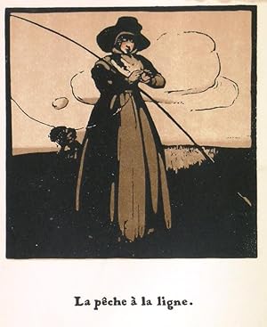 LA PECHE A LA LIGNE. French edition of an angling print by Nicholson.