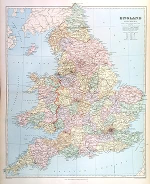 ENGLAND & WALES. Map shows Cities, Towns and Villages according to population.