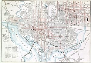 WASHINGTON. Plan of the city with a reference to hotels and an inset of the Capitol and Pennsyl...