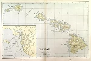 HAWAII. Doublepage map of Hawaii with large inset plan of Honolulu.