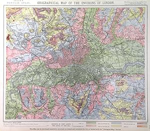 OROGRAPHICAL MAP OF THE ENVIRONS OF LONDON. Map indicating the heights in feet above sea level....