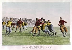 RUGBY FOOTBALL AS PLAYED IN THE UNITED STATES. Lively American Football scene. From an Instanta...
