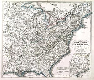 VEREIN-STAATEN VON NORD-AMERICA MIT AUSNAHME FLORIDASS UND DER WESTLICHEN TERRITORIEN. Map of ...