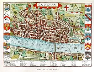 LONDON. Map of John Nordens famous London map of 1593 on a reduced scale. Published in London by