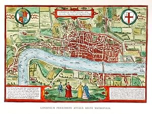 LONDIN(I)UM FERACISSIMI ANGLIAE REGNI METROPOLIS. Map of Braun & Hogenbergs famous London map ...