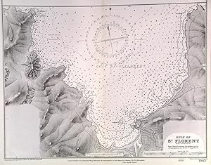 GULF OF ST. FLORENT (SAN FIORENZO). Sea chart of the Gulf of Florent on the north coast of Cors...