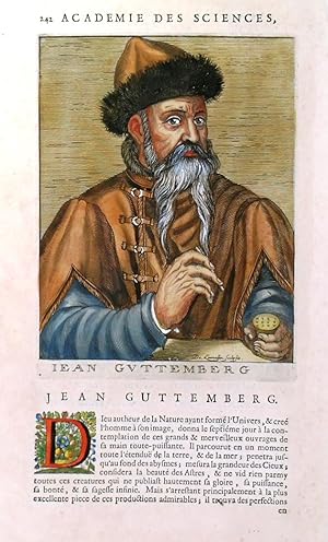 JEAN GUTTEMBERG. Head and shoulder portrait of Johann Gutenberg, inventor of printing with mova...