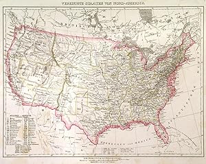 'VEREINIGTE STAATEN VON NORD-AMERICA'. United States in 37 states and territories, incl. Texas.
