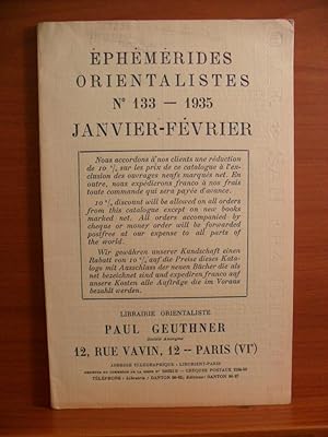 Immagine del venditore per EPHEMERIDES ORIENTALISTES No. 133, 1935 JANVIER - FEVRIER venduto da Rose City Books