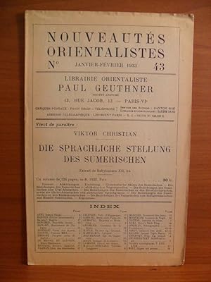 Bild des Verkufers fr NOUVEAUTES ORIENTALISTES No. 43 JANVIER - FEVRIER 1933 zum Verkauf von Rose City Books