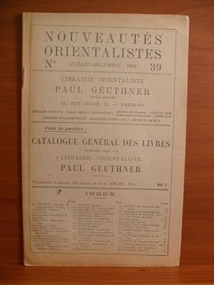 Image du vendeur pour NOUVEAUTES ORIENTALISTES No. 39 JUILLET - DECEMBRE 1931 mis en vente par Rose City Books