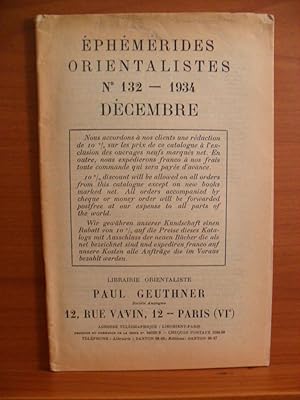 Bild des Verkufers fr EPHEMERIDES ORIENTALISTES No. 132 DECEMBRE 1934 zum Verkauf von Rose City Books