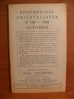 Image du vendeur pour EPHEMERIDES ORIENTALISTES No. 130 OCTOBRE 1934 mis en vente par Rose City Books