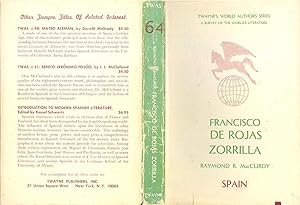 Seller image for Francisco de Rojas Zorrilla. [Twayne's world authors series, 64. Spain; ] [The Plays: Problems; Tragedies; Honor Dramas; Religious Plays and Autos Sacramentales; Novelistic Plays; Cape-and-Sword Plays; Comedies of Manners & Customs] for sale by Joseph Valles - Books