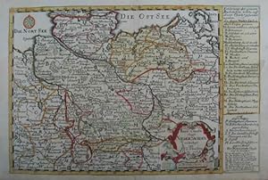 Reise Charte durch Nieder-Sachsen. Altkolorierte Kupferstichkarte aus "Atlas selectus von allen K...