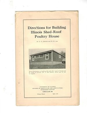 Imagen del vendedor de DIRECTIONS FOR BUILDING ILLINOIS SHED-ROOF POULTRY HOUSE a la venta por Jim Hodgson Books