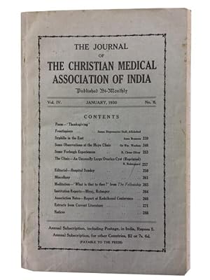Journal of the Christian Medical Association of India. Three issues: Vol. IV, No. 6 (January, 193...
