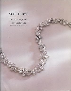 Seller image for Sotheby's Important Jewels Hong KongSeptember 21, 1995 AUC auctionz for sale by Charles Lewis Best Booksellers