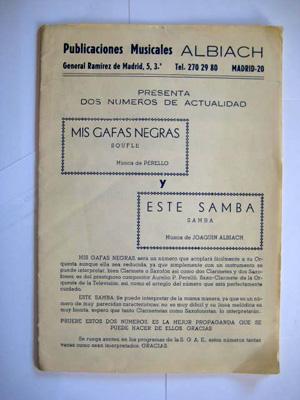 Partitura - Music Score : MIS GAFAS NEGRAS (soufle), ESTA SAMBA (samba)
