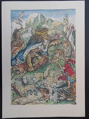 Image du vendeur pour Vingt (20) Fables - with 82 signed woodcuts by COCTEAU, Bernard BUFFET, FOUJITA, VILLON, CARZOU. mis en vente par Artfever