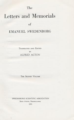 Bild des Verkufers fr Letters and Memorials of Swedenborg [1748 - 1772]. The Second Volume zum Verkauf von Barter Books Ltd