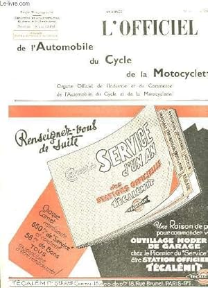 Seller image for L'OFFICIEL DE L'AUTOMOBILE DU CYCLE DE LA MOTOCYCLETTE - 44 ANNEE - N21 for sale by Le-Livre