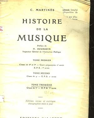 Seller image for HISTOIRE DE LA MUSIQUE - TOME 3 for sale by Le-Livre