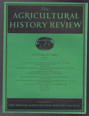 Imagen del vendedor de The Agriculture History Review Volume 41 1993 Part I: The Agricultural Labourers' Standard of Living in Lincolnshire 1790-1840 - Social Protest and Public Order etc. a la venta por Bailgate Books Ltd