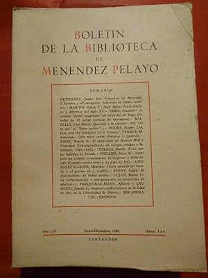 Seller image for BOLETN DE LA BIBLIOTECA DE MENNDEZ PELAYO. Ao LVI, Nms. 1 a 4. for sale by Carmichael Alonso Libros