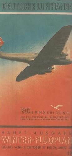 Imagen del vendedor de Deutsche Lufthansa. Haupt-Ausgabe des Winterflugplanes ( Winterflugplan ) gltig vom 3. Oktober 1937 bis 26. Mrz 1938. - REPRINT (Berlin-Archiv, herausgegeben von Hans-Werner Klnner und Helmut Brsch-Supan). a la venta por Antiquariat Carl Wegner