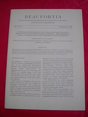 Image du vendeur pour A SYSTEMATIC REVISION OF THE NORTH EASTERN ATLANTIC SHALLOW-WATER HAPLOSCLERIDA (PORIFERA DEMOSPONGIAE) PART I: INTRODUCTION, OCEANAPIIDAE AND PETROSIIDAE (Beaufortia Vol. 35, no. 5) mis en vente par LOE BOOKS