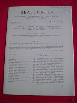 Image du vendeur pour A SYSTEMATIC REVISION OF THE NORTH EASTERN ATLANTIC SHALLOW-WATER HAPLOSCLERIDA (PORIFERA DEMOSPONGIAE) PART II: CHALINIDAE (Beaufortia Vol. 36, no. 6) mis en vente par LOE BOOKS